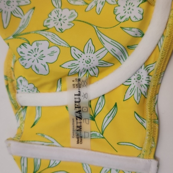 Floral Underwire Women's Two Piece Bikini Set Yellow and Green Size S - Picture 7 of 9